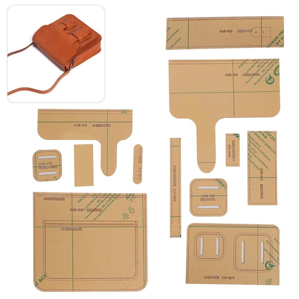 Shoulder Bag Acrylic Stencil, Bag Leather Stencil DIY Leather Craft Mould Leather Pattern Templates Tool, 12 Pieces Clear Transparent Durable DIY Leather Pattern for Bag