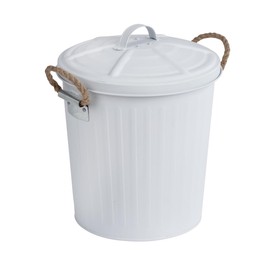 WENKO Gara Cosmetic Bin Matt White – Waste Bin Capacity: 6 L, Steel, 24 x 28.5 x 23 cm, White
