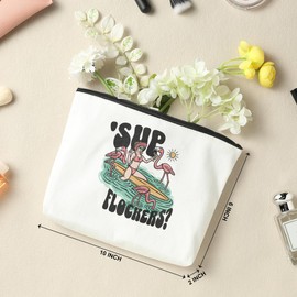 Funny Flamingo Gifts, Summer Gifts, Flamingo Makeup Bag Cosmetic Bag, Flamingo Stuff, Flamingo Decor Accessories for Women Sister Niece Coworker Female Mom Lady Flamingo Lovers, Graduation Birthday