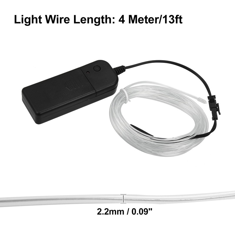 X AUTOHAUX 4 Meter/13ft Neon EL Wire Strip Ice Blue