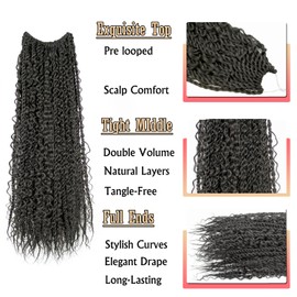 Boho Island Twist Crochet Hair 14 inch Senegalese Twist Crochet Hair with Soft Curly Ends 8 Packs Pre-looped Bohemian Goddess Twist Synthetic Braids Crochet Hair for Black Women (14Inch,1B)
