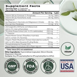 Cortisol Balance Supplement – Supports Stress, Focus & Daily Energy – with Ashwagandha, Rhodiola Rosea, L-Theanine, Magnesium, Zinc & B6 – Adaptogen Formula – Vegan Capsules