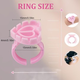 Gakonp 300Pcs Glue Rings for Eyelash Extensions - Disposable Makeup Rings Cups Tattoo Glue Holder Ink Ring Adhesive Makeup Glue Ring Plastic Nail Art Eyelash Extension Rings