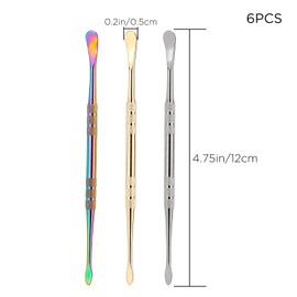 LUTER Pack of 6 Wax Carving Tool Wax Tool Carving Tool Stainless Steel Wax Carving Tool for Sculptures Spoon 11.9 cm (Gold, Silver, Rainbow)