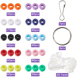 SUNNYCLUE 1 Box DIY 10 Sets Pony Beads Kit Beads Pet 8mm Bead Pet Keychain Making Kit Opaque Pony Beads Resin Craft Beads Set Beading Sky Unicorn Astronauts Mushroom Candy Key Chains for Adult Craft
