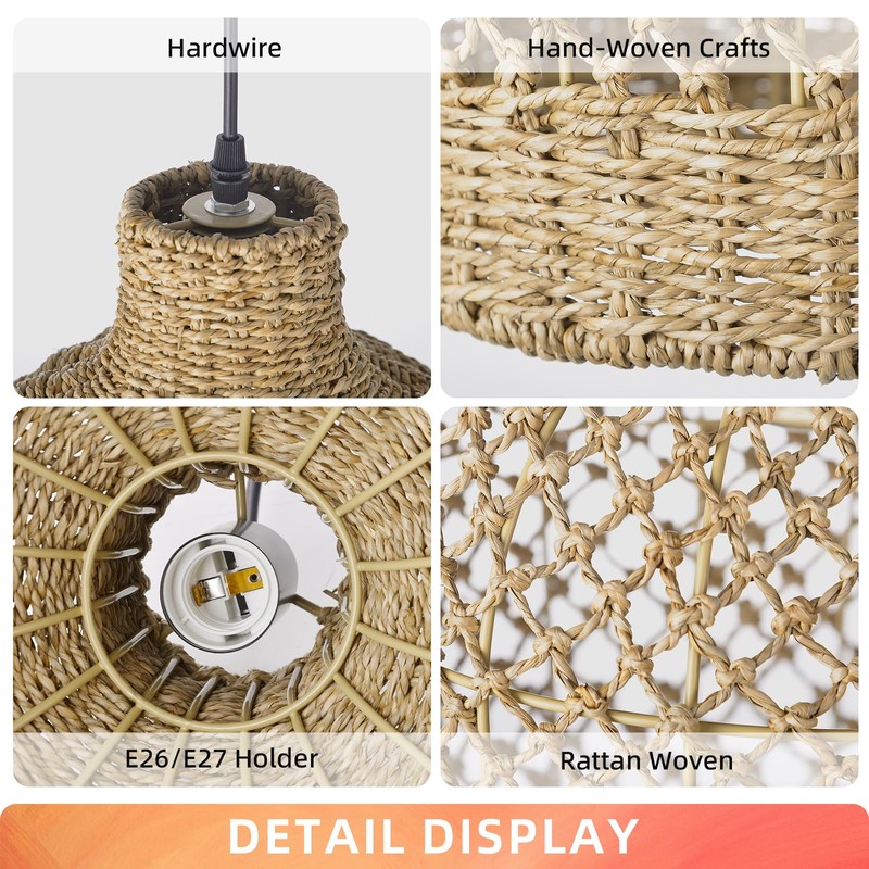 Arturesthome Rattan Pendant Light Woven Chandelier Handwoven Boho Coastal Pendant