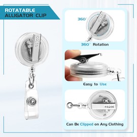 2 Pack Badge Reels Retractable with Swivel Alligator Clip Retractable Badge Holder Reel Clips for Teachers, Students, Office Workers (Translucent Clear)