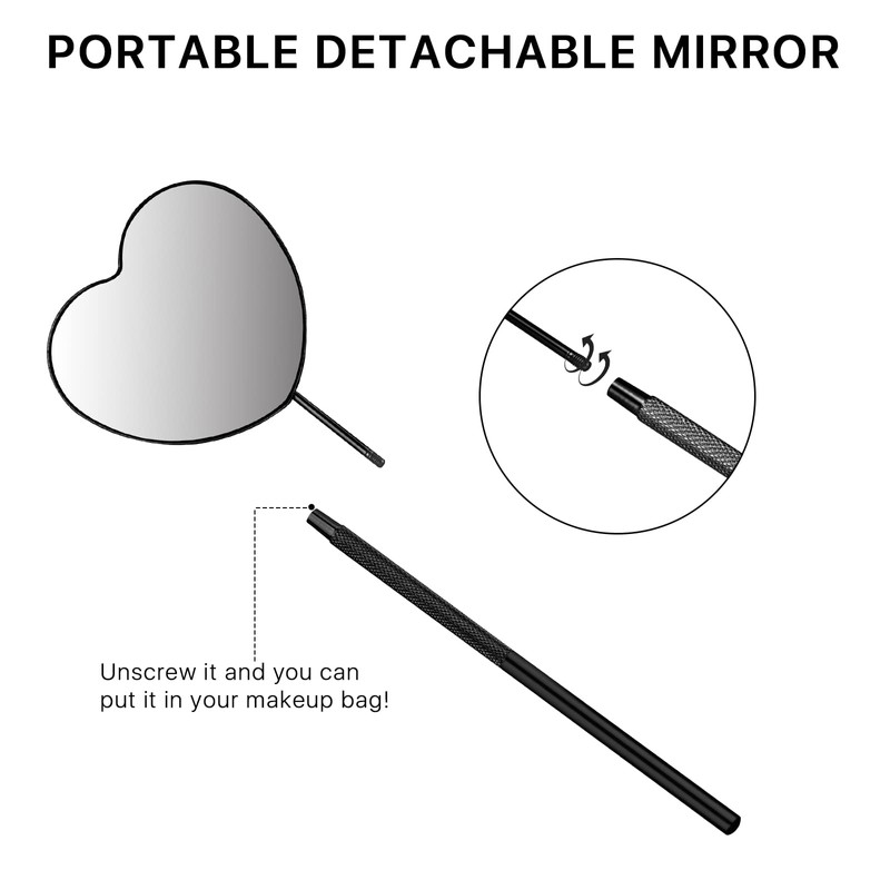 Miuffue Lovely Lash Mirror, Heart Shaped Detachable Stainless Steel Eyelash