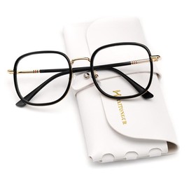 HAITONGCR-Square reading glasses with high value and versatile for men and women, with glasses case and cloth:_Black_+100