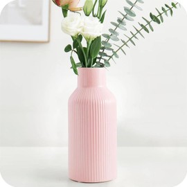 Hanaomaoyi Ceramic Vase, Pampas Grass Small Vase for Decoration, Dining Table, Bookshelf Decoration, Mantle, Entrance Decoration and Centerpieces, Simple Modern, Bohemian Style (Pink)