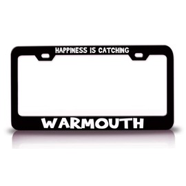 Custom Brother - Happiness is CATCHING Warmouth Fish Fishing Metal Car SUV Truck License Plate Frame Bl g57