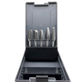 Carbide Burrs Set 5pcs, Double Cut Solid Carbide Rotary Burr Set 1/4" Shank for Die Grinder Drill,Metal Carving, Polishing,Engraving,Drilling