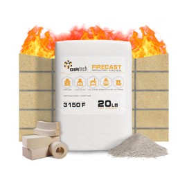 Girtech FireCast Castable Refractory Cement Mix 3110 Degree Fahrenheit 20 Lbs High Temperature Heat Resistant Fireproof Mortar Build Repair Pizza Oven Fire Places Forge Kiln Stove