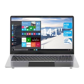 SAIWAN 14.1" laptops,Ultral Light Laptop Computer,6GB RAM,128GB Storage(64GB eMMC+ 64GB Card),with Celeron Processor (up to 2.4 GHz),1920x1080 FHD,Webcam, WiFi,Mini HDMI, USB,8000mAh(Sliver)