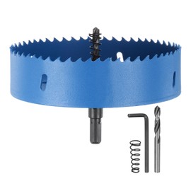 HARFINGTON Bi-Metal Hole Saw Kit 139mm (5-15/32") Hole Cutter Set with 1pcs 1/4" Hex Shank Arbor 2pcs 1/4" Center Drill Bits 2ps Springs 1pcs Wrench for Wood Plastic Soft Metal