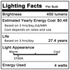 E14 LED Bulb AC100V-265V Warm White 2700K 450lm 4W Equivalent