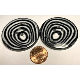 Unbranded 2 Large Glossy Black White Plastic Sew-through 4-hole Buttons 44mm 1 3/4" 12869