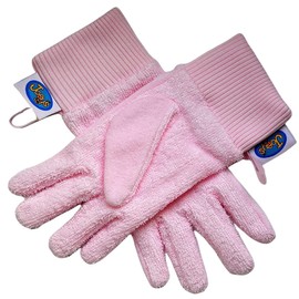 Flannel Fingers Bath Gloves (Small/Medium, Pink) Award Winning