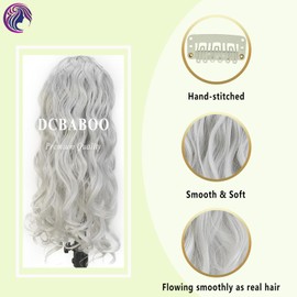 Dcbaboo Clip-In Hair Extensions, Wavy, 7 Pieces, 50 cm, Hair Extensions, Wavy Like Real Hair, Synthetic Hair Curls, Long, Light Grey