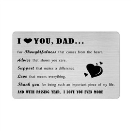 Richesele Dad Gifts from Daughter Son - Valentines Day Gifts Idea for Dad - I Love You Dad Engraved Wallet Card - Dad Fathers Day Present