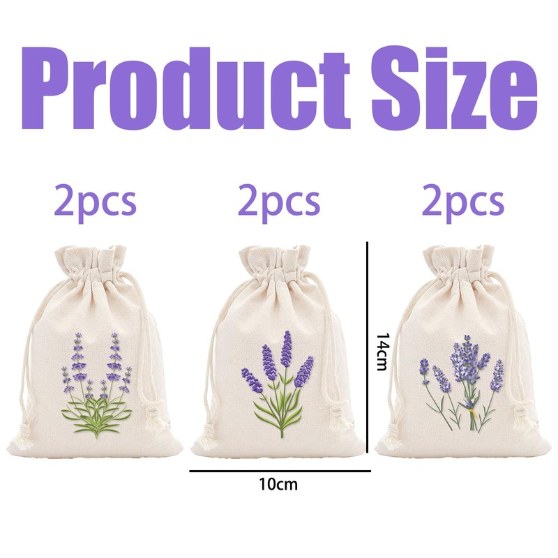 6 Pcs Lavender Bags,Dried Lavender Sachet Empty for Wardrobes and