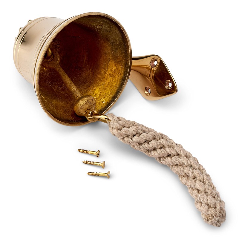 NKlaus 11574 Ship Bell Brass Gold with Wall Bracket and