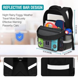 Beaulyn School Backpack Set for Boys Kids Game School Bag Set with Lunch Box Pencil Case,Middle Primary Student Bookbags Travel Rucksack Laptop Backpacks for Boy Teens