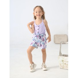 Toddler Baby Girls Summer Clothes Teen Kids Sleeveless Rompers Jumpsuit Overalls One-Piece Skirt Outfits Purple 4-5T