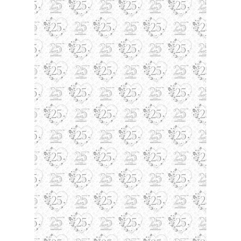 2 Sheets 25th Wedding Anniversary Wrapping Paper Elegant Floral Design