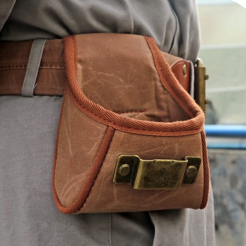 TOURBON Wax Canvas Nail Pouch Carpenters Tool Bag Tape Measures