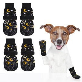 SCENEREAL Anti-Slip Dog Socks for Small Medium Large Dogs, Paw Protectors with Grippers 4 Packs for Senior Dog, Dog Shoes for Hardwood Floors to Prevent Scratching, Dog Booties to Prevent Licking Paws