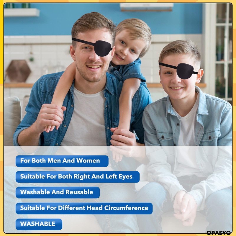 opasyo Eyepatch 2pcs Reusable Eye Patches,3D Adjustable Eye Patch for