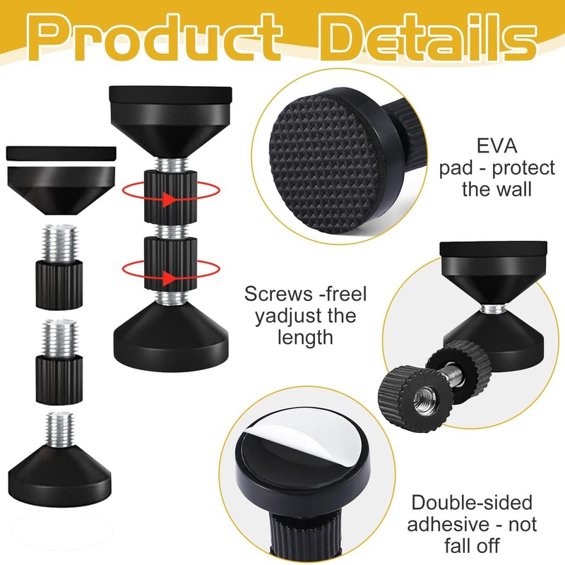 Tholire 2PCS Headboard Stoppers – Adjustable Bed Wall Stoppers –