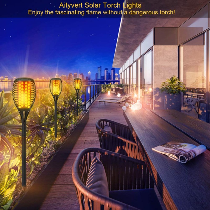 Aityvert Solar Torch Lights, 43" Flickering Flames Outdoor Waterproof Landscape