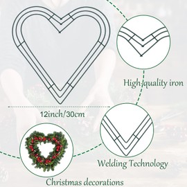3Pack Heart Shaped Wire Wreath Rings 12 inch Metal Wreath Frame,Heart Wire Wreath Frame for Valentine's Day Wreath Making Rings Base,Garden,Home Deco Supplies DIY Crafts Wedding Garland Ring