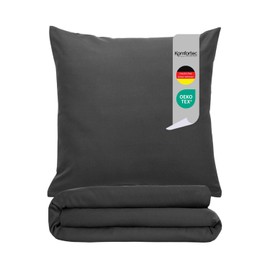 Komfortec Premium Bed Linen 135 x 200 cm with 1 Pillowcase 80 x 80 cm Brushed Microfibre - Anthracite