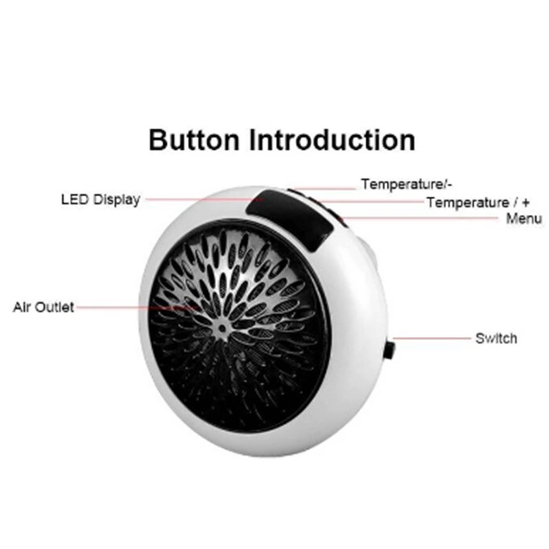 Wall Outlet Electric Heater PTC Heating Portable Space Heater with