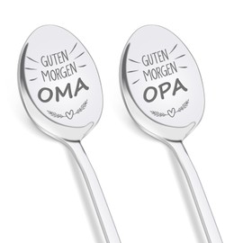 Tulolvae Oma und Opa Geschenk, 2 Stück Kaffeelöffel mit Gravur für Beste Oma und Opa zum Geburtstag Ostern, Geburtstagsgeschenk Weihnachtsgeschenke Ostergeschenke für Oma und Opa 19 CM
