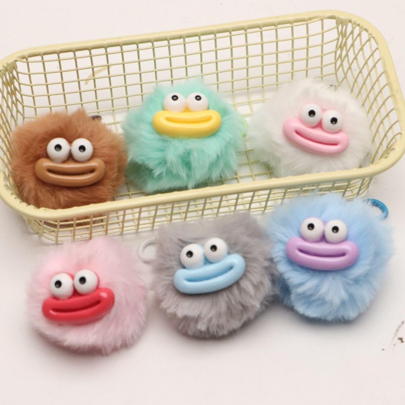 88flix Carabiner, Cute, Keychain, Cute, Funny, Fur Ball Mini Monster