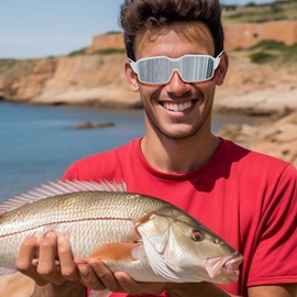 DUCO Sports Polarized Fit Over Sunglasses for Men Women Wrap Around Wear Over Glasses for Cycling Fishing (A White Frame Revo Mirror Lens)