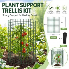 10 Packs Plant Protectors from Animals, 30Pcs 12"x 16" Large Metal Wire Mesh Garden Plant Cages for Outdoor Gardening, Chicken Wire Cloche Plant Cages for Rabbits with Zip Ties & Stakes(Green)