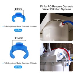uxcell 40Pcs 1/4 Inch 3/8 Inch Locking Clip Set for RO Water Filtration Systems Tube Quick Connect Lock Clamps Fitting Replacement Parts, Blue