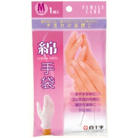 White Cross Cotton Gloves for Left and Right Use, M, 1 Pair (2 Pieces)