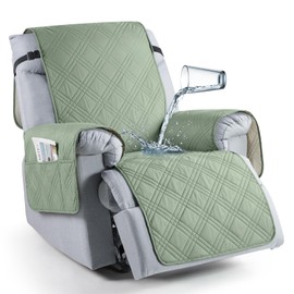 TAOCOCO 100% Waterproof Recliner Chair Cover Stay in Place, Recliner Covers for Small Recliner Chair with Pocket, Reclining Chair Cover Furniture Protector for Kids, Pets(20'', Sage Green)
