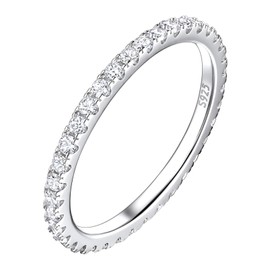 Suplight Women's Eternity Ring, Popular, 925 Silver, Zirconia, 0.08 inch (2 mm) Wide, Thin Accessory, Cubic Zirconia