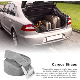Correas de Amarre de Trinquete de Aleación de Zinc de Alta Resistencia para Camiones, Equipaje de Coche, 25 Mm de Ancho, 2 Unidades, Color Gris para Mudanzas y Navegantes (4M)