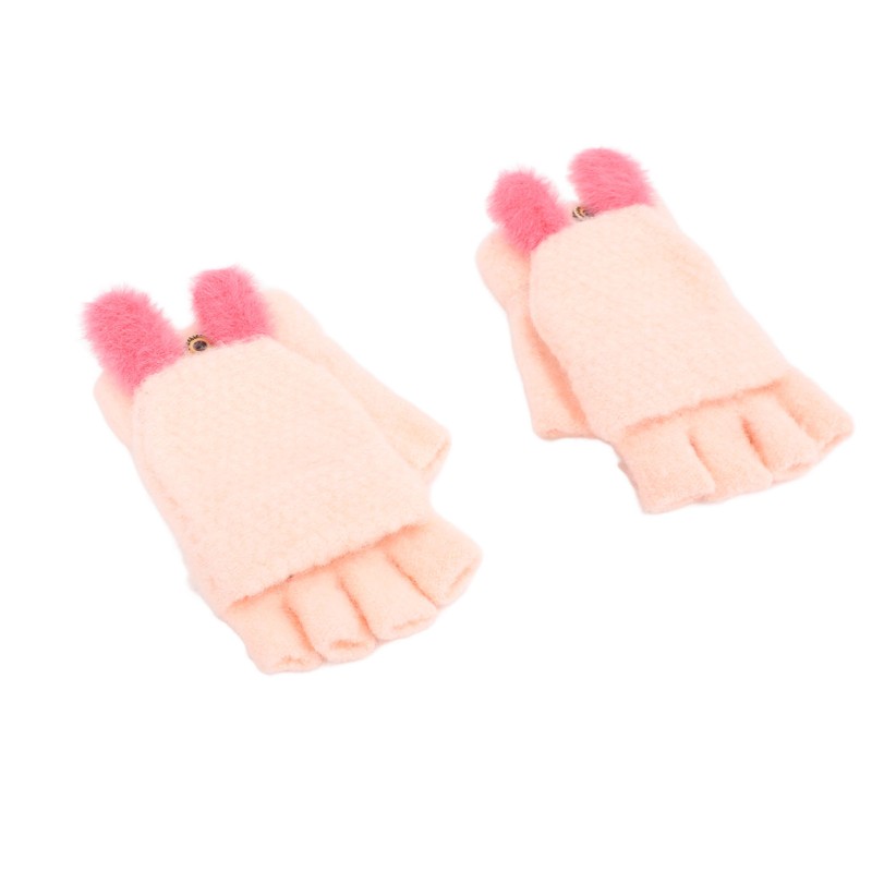 USB Heated Knitted Flap Gloves Half Finger 5V Winter Heating