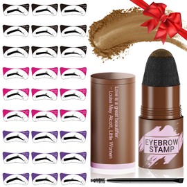 Eyebrow Stamp Stencil Kit - Eyebrow Powder, Makeup for Natural-Looking Brows, Eyebrow Stamp Kit with 27 Reusable Stencils, Easy to Use, Waterproof & Smudge-Proof, Long-Lasting, Blonde