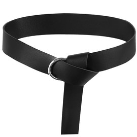 Medieval PU Leather O Ring Belt Knight Cosplay Waistband Renaissance Reenactment Accessory (190cm/74.8", Black)