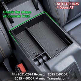 TOPINSTALL 21-24 Tray Compatible with 2021-2024 Ford Bronco & 2025+ Bronco 2-Door & 2025+ 4-Door Manual Transmission, Full Size Bronco Organizer (NO for 25 4-Door Automatic & Sport Model)